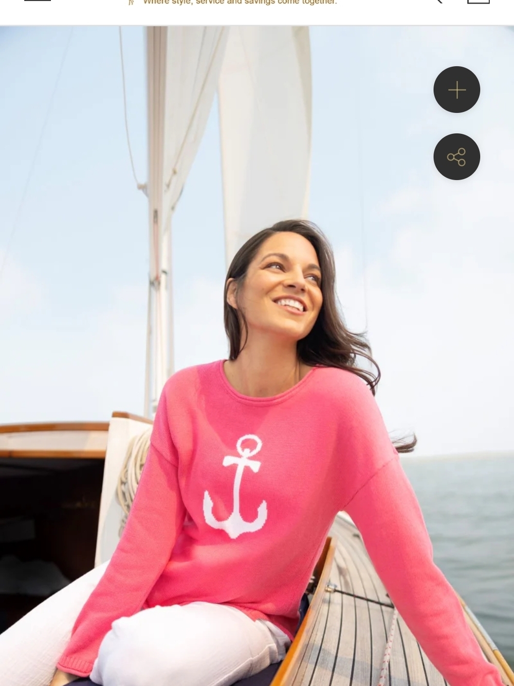 Escape by Habitat Clothes Pink Anchor Crewneck Cotton Sweater, NWOT, Size L